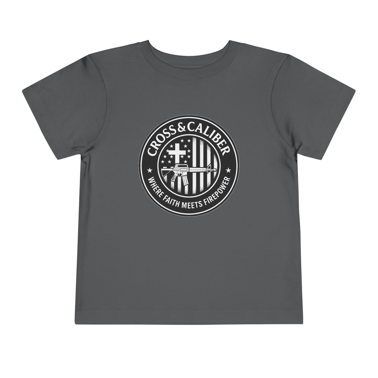 Boys' Faith & Flag Tee - Toddler Short Sleeve Shirt, Kids' Christian Apparel, Patriotic T-Shirt, Gift for Toddlers, Faith-Inspired Clothing