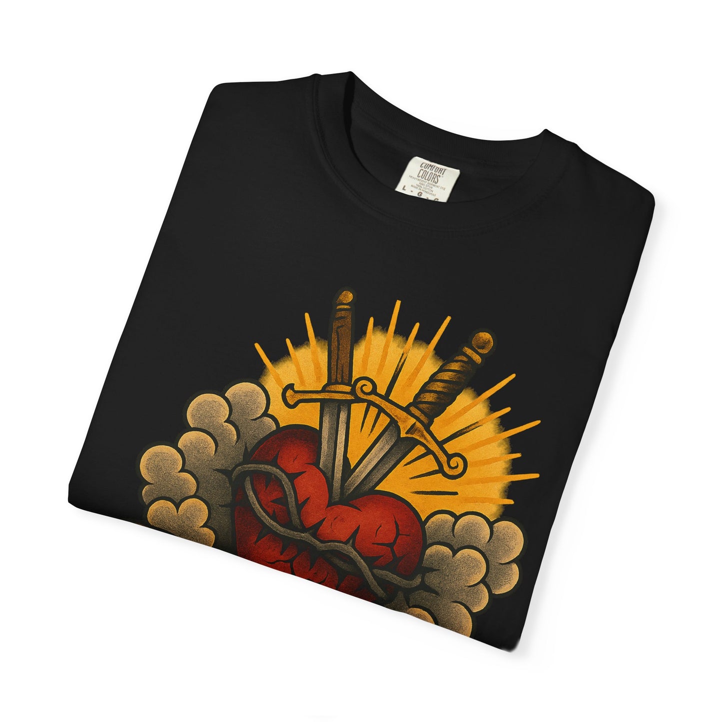 Faith Over Fear Unisex Garment-Dyed T-Shirt - Edgy Heart Design