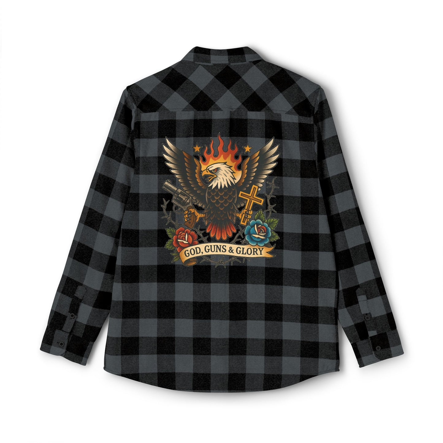 Unisex Flannel Shirt - God, Guns & Glory Design