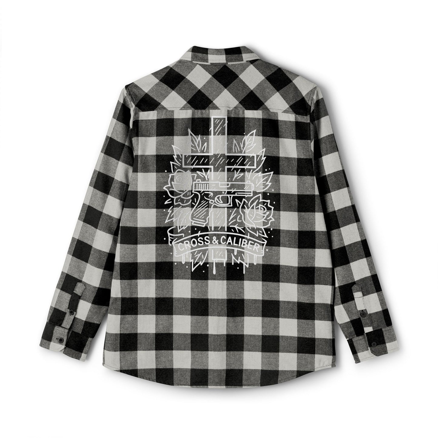 Unisex Flannel Shirt - Cross & Caliber Graphic, Cozy Casual Wear for Any Occasion