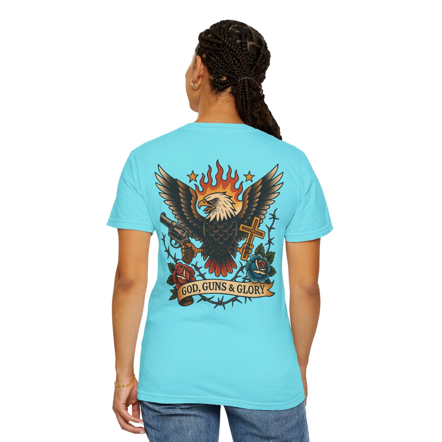 God, Guns & Glory Unisex Garment-Dyed T-Shirt – Vintage Patriotic Style