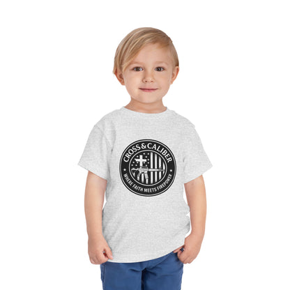 Boys' Faith & Flag Tee - Toddler Short Sleeve Shirt, Kids' Christian Apparel, Patriotic T-Shirt, Gift for Toddlers, Faith-Inspired Clothing