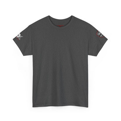 Bold Graphic Unisex Tee with Cross & Caliber Design, Casual Streetwear, Gift for Him or Her, Vintage Inspired T-Shirt,