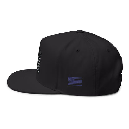 Embroidered Flat Bill Cap with American Flag Design
