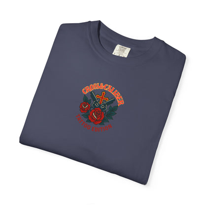 Unisex Garment-Dyed T-shirt with Skull & Roses Design - Perfect for Tattoo Lovers