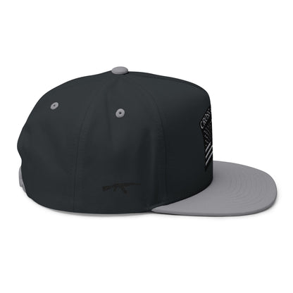 Embroidered Flat Bill Cap with American Flag Design