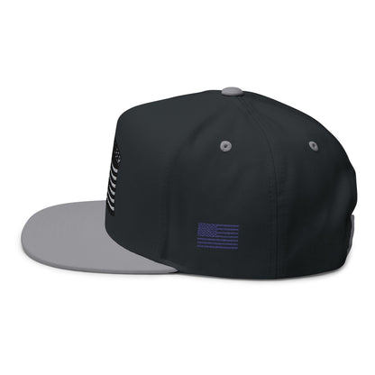 Embroidered Flat Bill Cap with American Flag Design