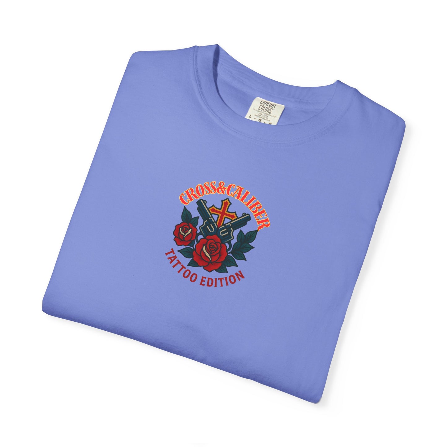 Unisex Garment-Dyed T-shirt with Skull & Roses Design - Perfect for Tattoo Lovers