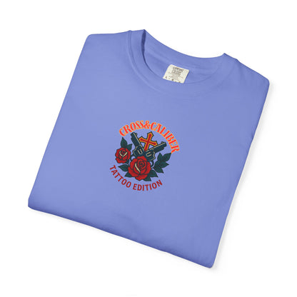 Unisex Garment-Dyed T-shirt with Skull & Roses Design - Perfect for Tattoo Lovers