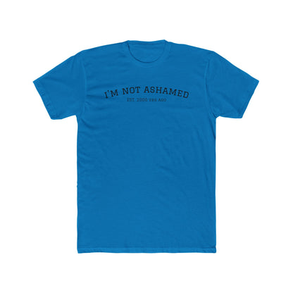 Unisex Cotton Crew Tee - "I'm Not Ashamed" with American Flag Design