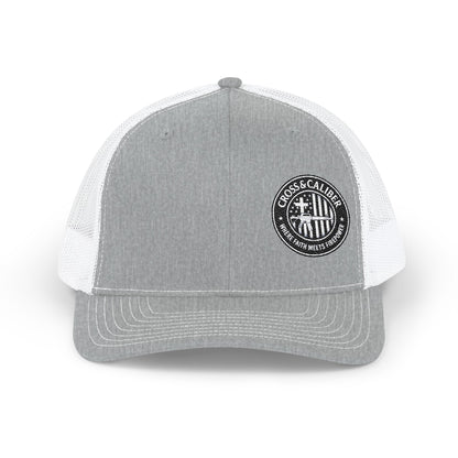 Embroidered Snapback Trucker Cap - Cross & Caliber Design for Faith Enthusiasts