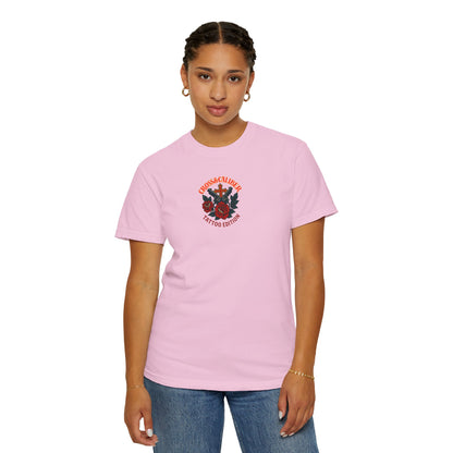 Unisex Tattoo Edition T-Shirt with Cross and Roses - Garment-Dyed for a Vintage Vibe