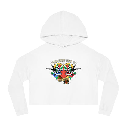 Stylish Women’s Cropped Hooded Sweatshirt with Colorful Tattoo Design - Perfect for Casual Wear & Gifts