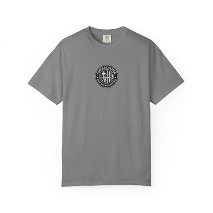 Motorcycle Enthusiast T-Shirt - Cross & Caliber Design with Inspirational Quote