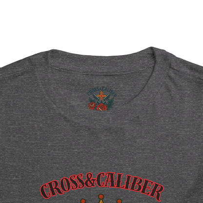 Cool Toddler T-Shirt: Cross & Caliber, Death Before Dishonor, Skull and Roses, Trendy Kids Tee, Unique Gift for Boys & Girls