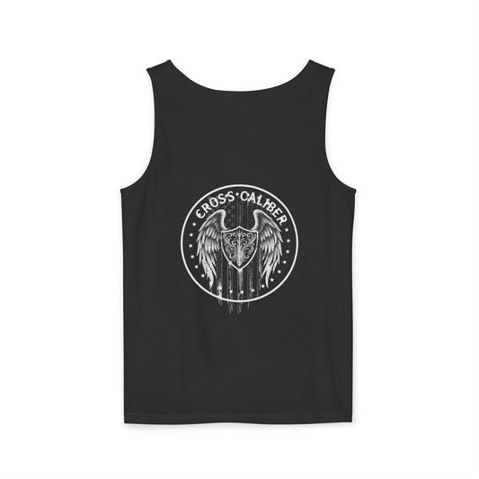 Unisex Garment-Dyed Tank Top - Cross Caliber Graphic Tee for Summer Adventures