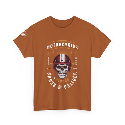 Motorcycle Skull Tee, Unisex Heavy Cotton Tee, Biker Apparel, Halloween Costume, Gift for Riders, Motorcycle Enthusiasts, Casual Wear