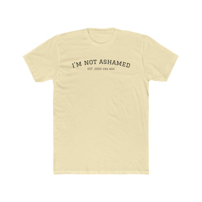 Unisex Cotton Crew Tee - "I'm Not Ashamed" with American Flag Design