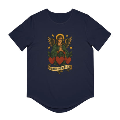 Men's Jersey Curved Hem Tee - Follow Your Heart Design