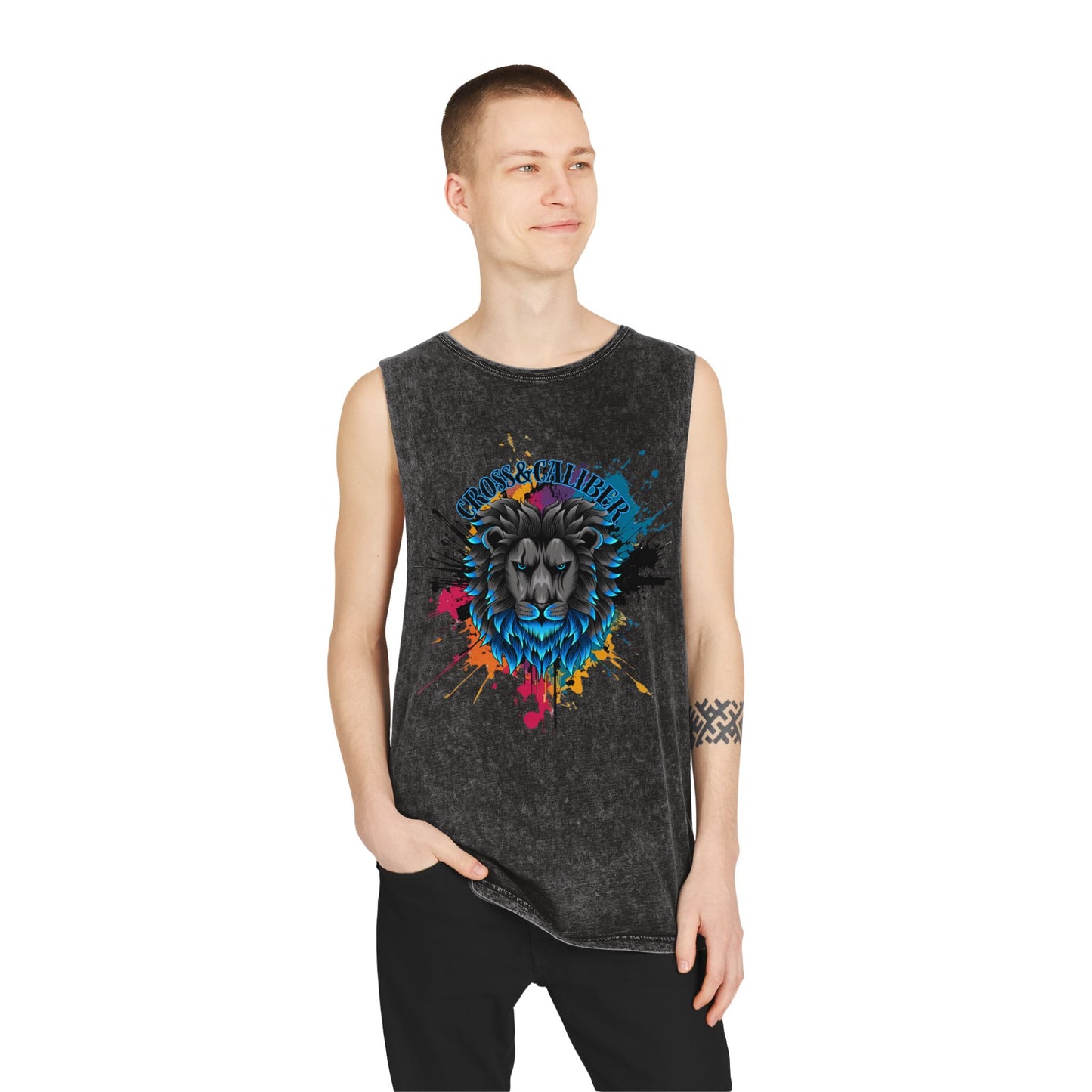 Vibrant Lion Graphic Tank Top, Unisex Summer Wear, Festival Fashion, Beachwear, Graphic Apparel, Gift for Animal Lovers
