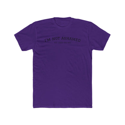 Unisex Cotton Crew Tee - "I'm Not Ashamed" with American Flag Design