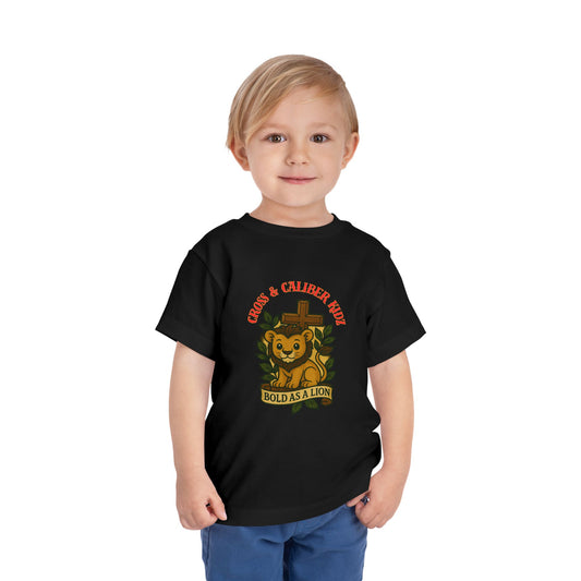 Bold as a Lion Toddler Tee - Cute Christian Graphic Shirt for Kids