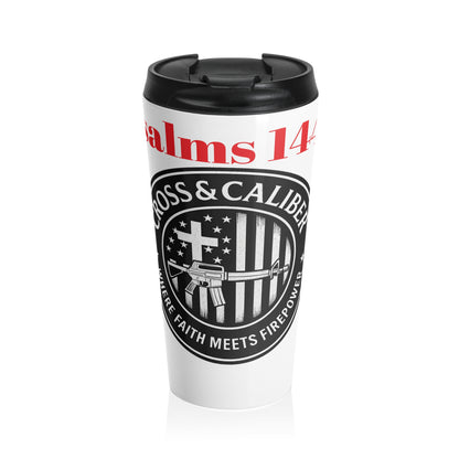 Stainless Steel Travel Mug - Cross & Caliber Design for Adventurers