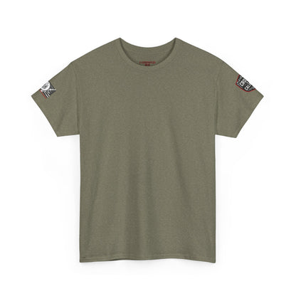 Bold Graphic Unisex Tee with Cross & Caliber Design, Casual Streetwear, Gift for Him or Her, Vintage Inspired T-Shirt,