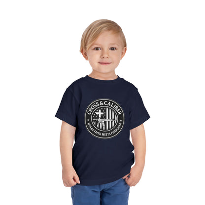 Boys' Faith & Flag Tee - Toddler Short Sleeve Shirt, Kids' Christian Apparel, Patriotic T-Shirt, Gift for Toddlers, Faith-Inspired Clothing