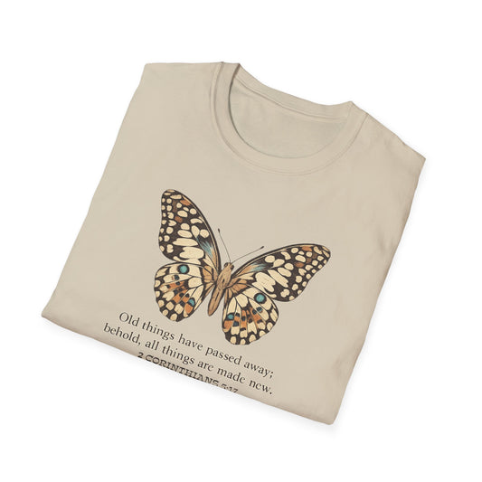 Butterfly Quote T-Shirt — 'Old things have passed away' Inspirational Graphic Tee