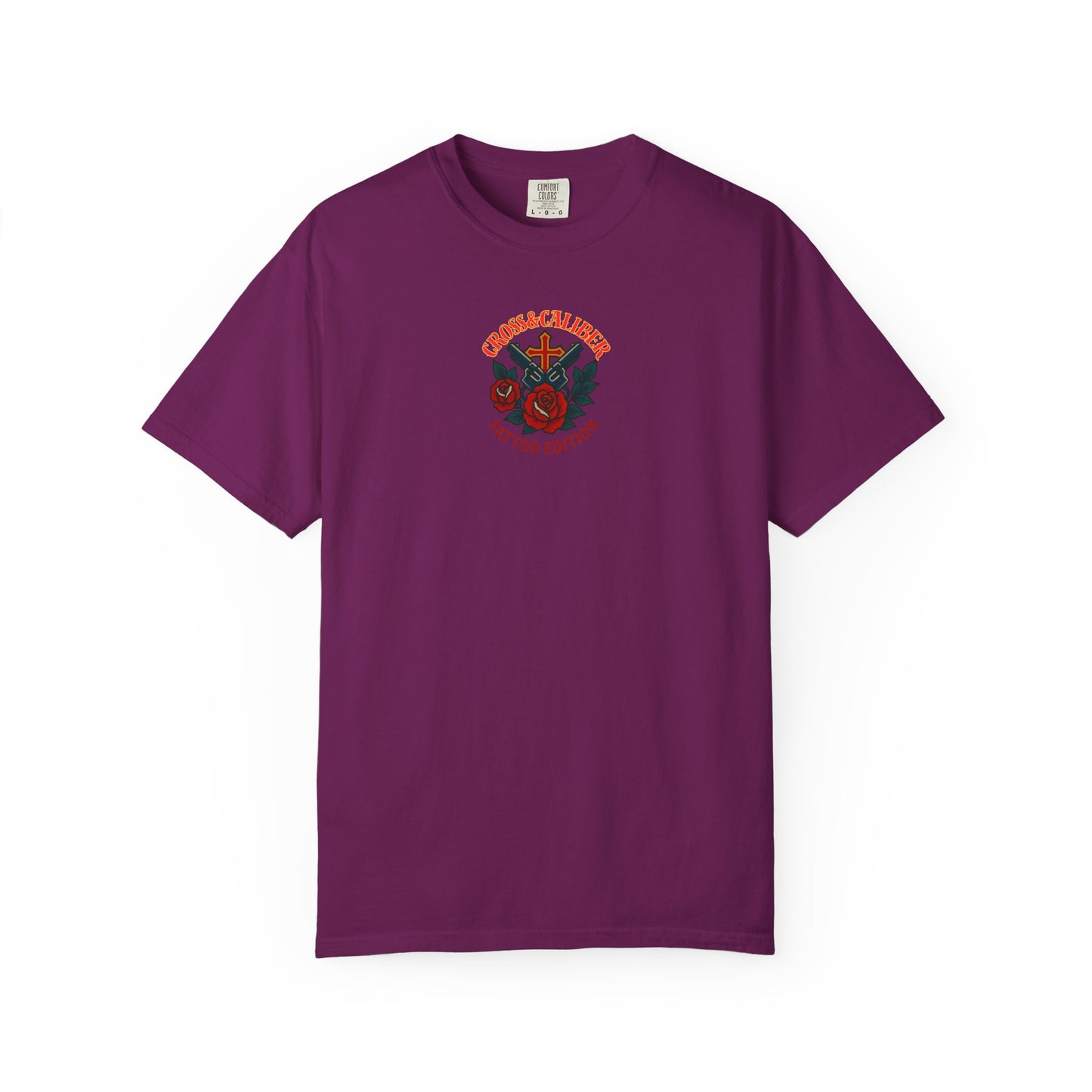 Unisex Garment-Dyed T-shirt with Skull & Roses Design - Perfect for Tattoo Lovers