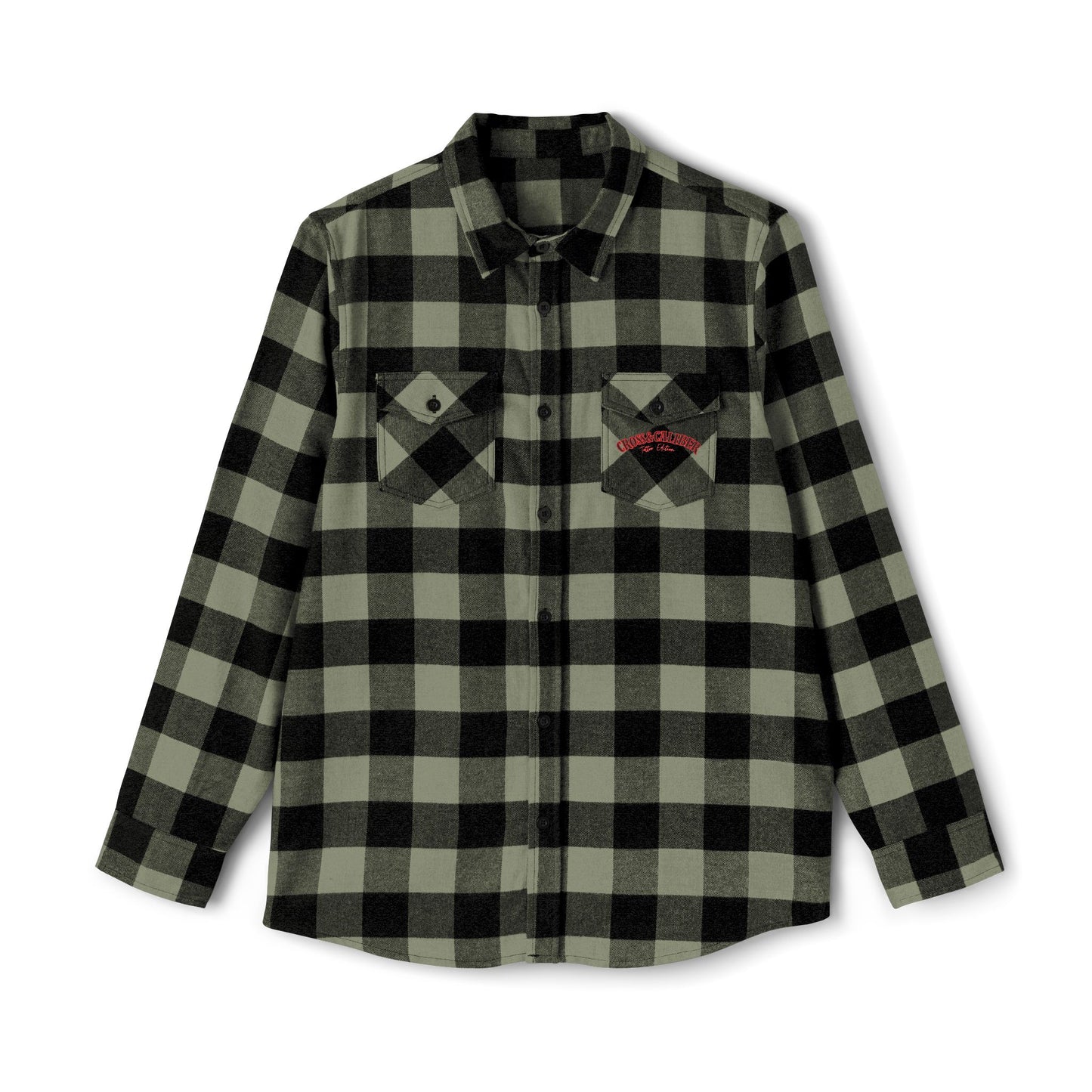 Unisex Flannel Shirt with Cross & Caliber Design - Casual Comfort for Adventurers
