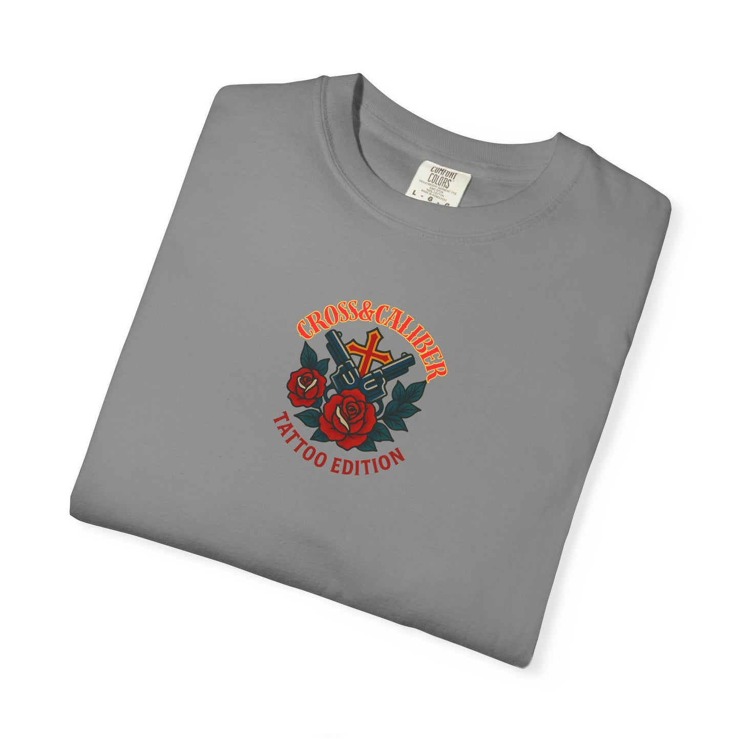 Unisex Garment-Dyed T-shirt with Skull & Roses Design - Perfect for Tattoo Lovers