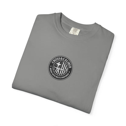 Motorcycle Enthusiast T-Shirt - Cross & Caliber Design with Inspirational Quote