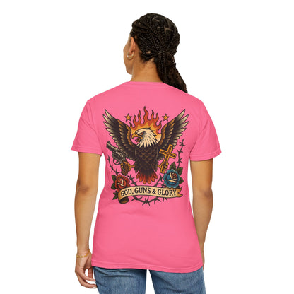 God, Guns & Glory Unisex Garment-Dyed T-Shirt – Vintage Patriotic Style
