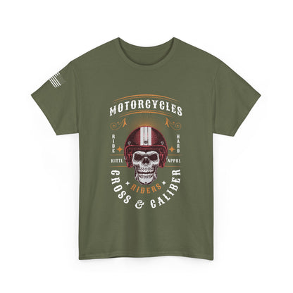 Motorcycle Skull Tee, Unisex Heavy Cotton Tee, Biker Apparel, Halloween Costume, Gift for Riders, Motorcycle Enthusiasts, Casual Wear