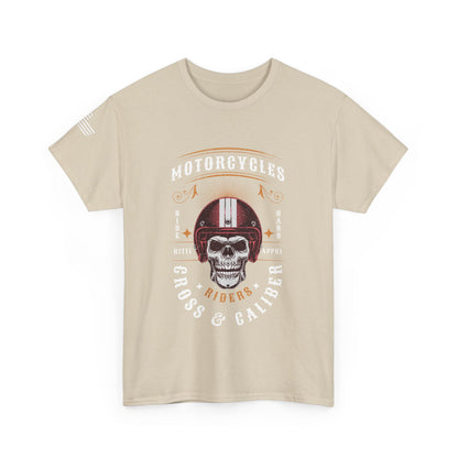 Motorcycle Skull Tee, Unisex Heavy Cotton Tee, Biker Apparel, Halloween Costume, Gift for Riders, Motorcycle Enthusiasts, Casual Wear
