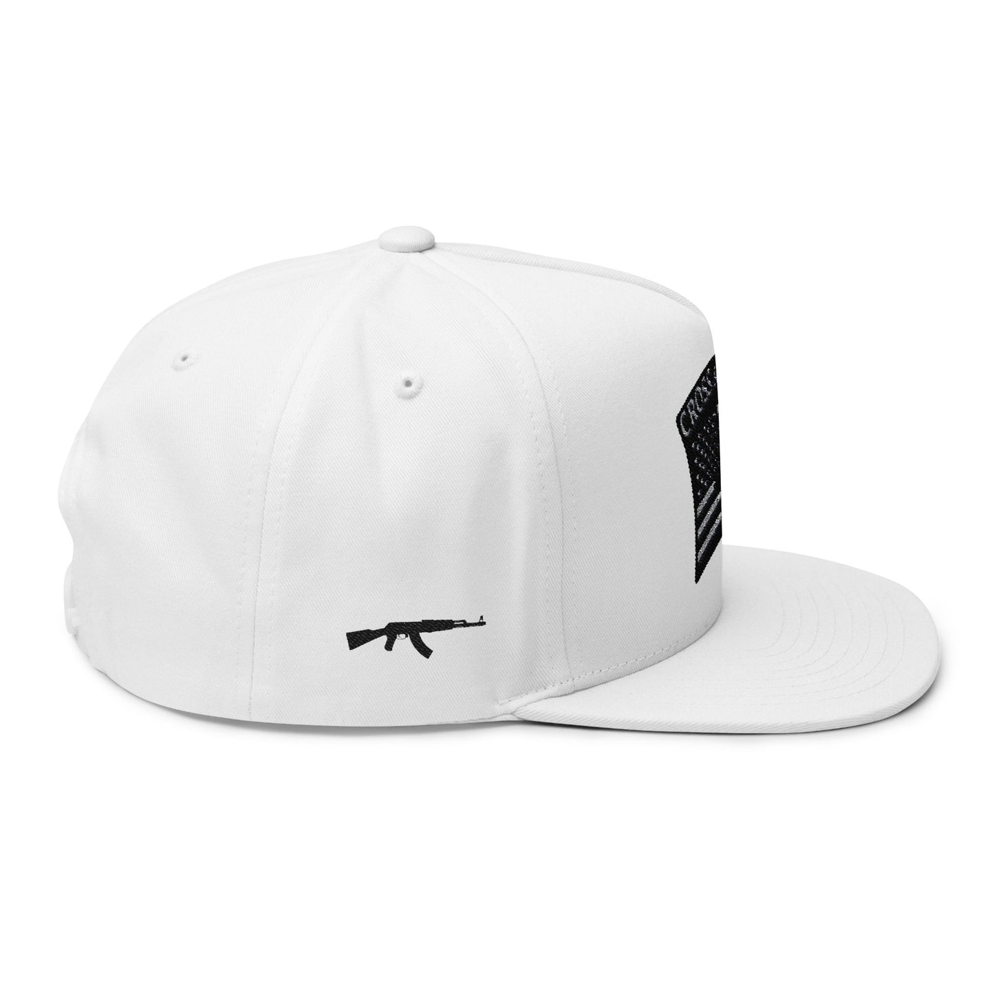 Embroidered Flat Bill Cap with American Flag Design