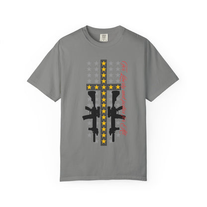 Cross & Guns Graphic Tee, Unisex Fashion Shirt, Casual Wear, Gift for Veterans, Independence Day Apparel, Statement T-shirt