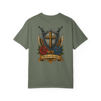 Unisex Tattoo Edition T-Shirt with Cross and Roses - Garment-Dyed for a Vintage Vibe
