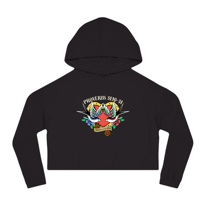 Stylish Women’s Cropped Hooded Sweatshirt with Colorful Tattoo Design - Perfect for Casual Wear & Gifts