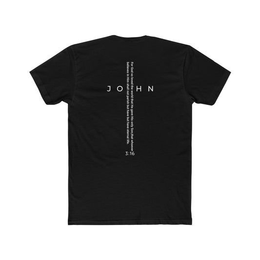 John 3:16 Cross Back Tee — Christian Faith Graphic T-Shirt