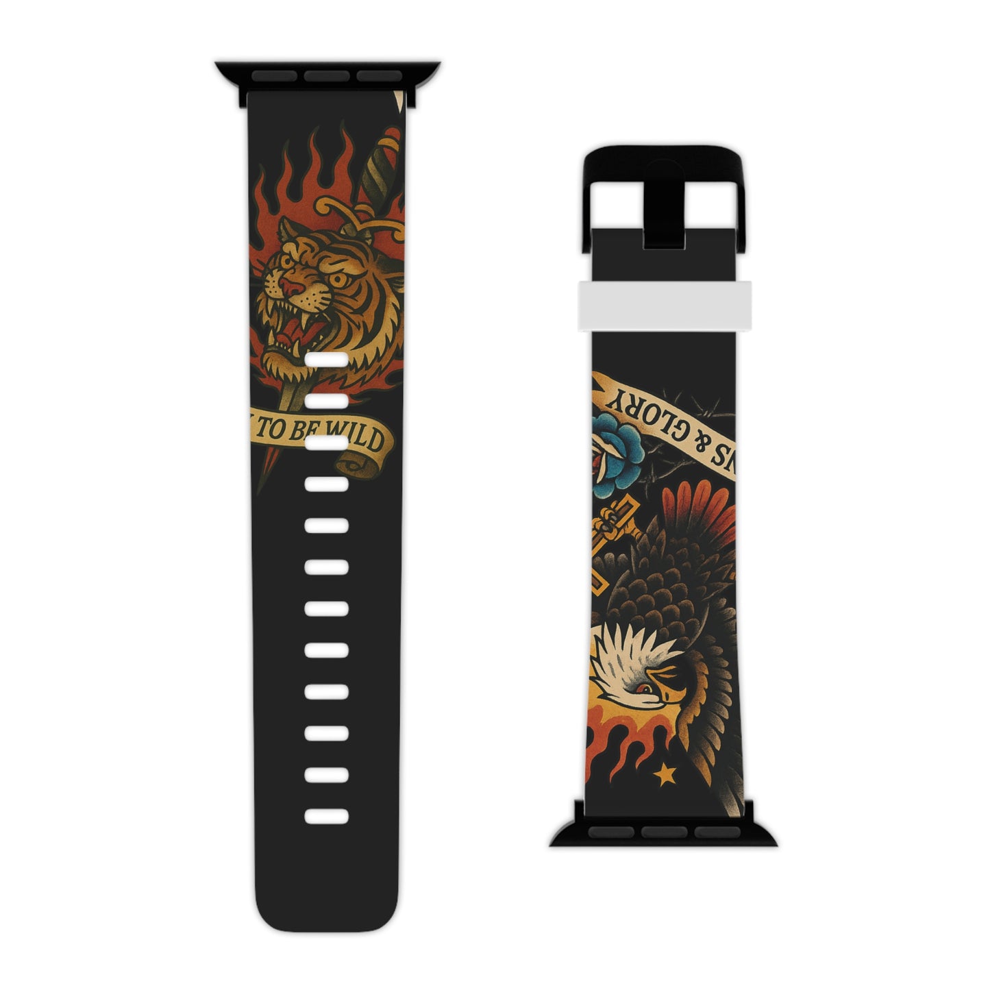 Bold Tattoo-Themed Apple Watch Band - 'Born to Be Wild' Design