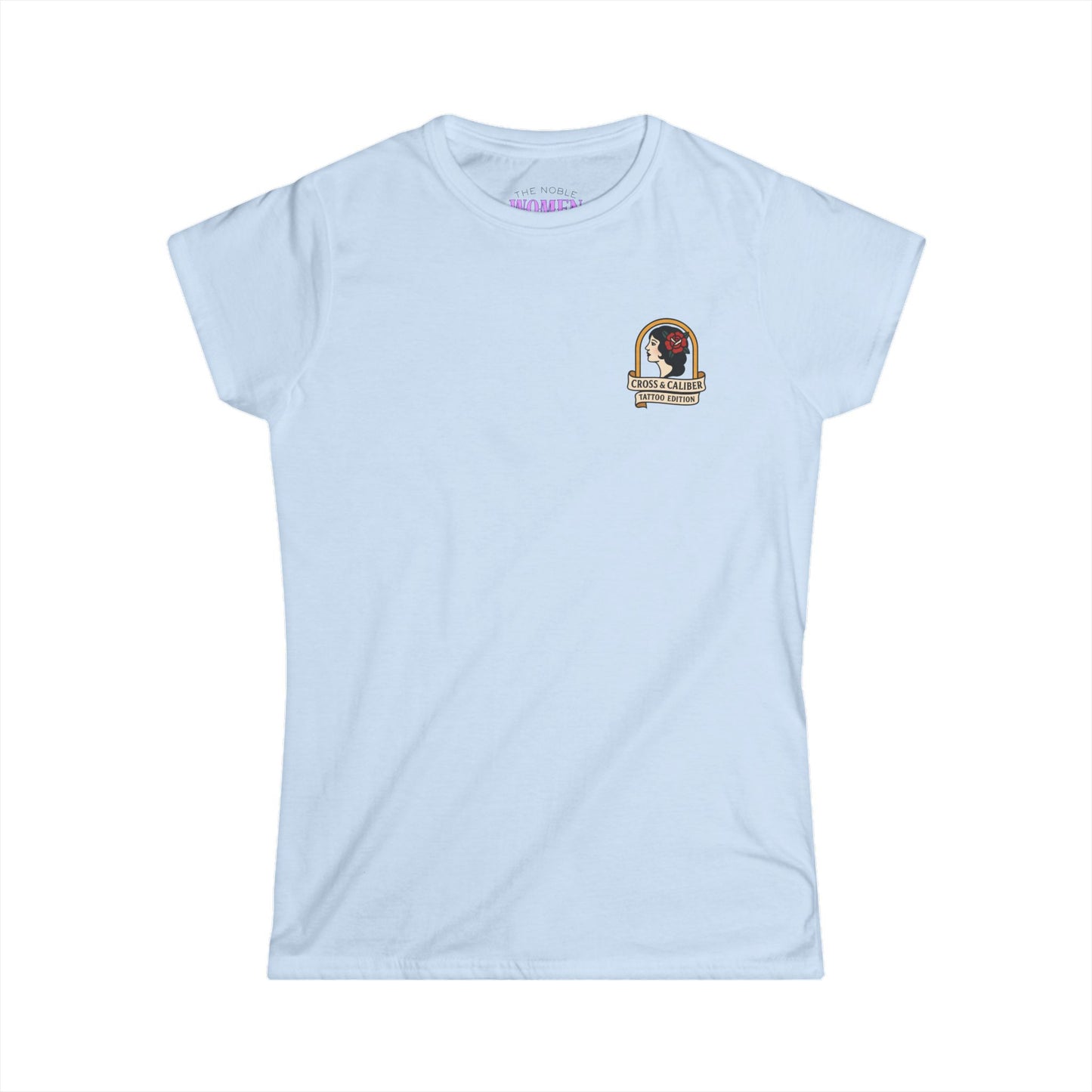 Vintage-Inspired Women&#39;s Softstyle Tee with Front Patch and Back Design