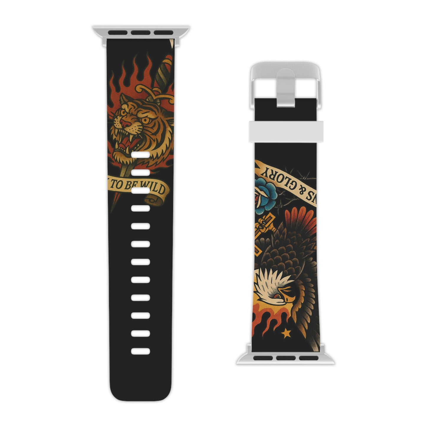 Bold Tattoo-Themed Apple Watch Band - 'Born to Be Wild' Design