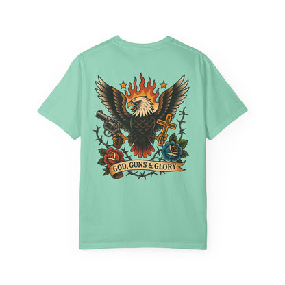 God, Guns & Glory Unisex Garment-Dyed T-Shirt – Vintage Patriotic Style