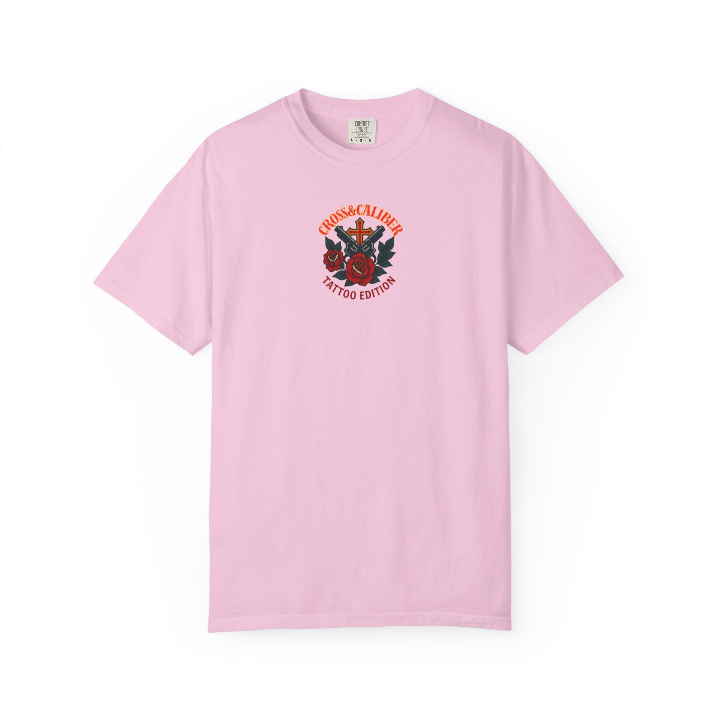 Unisex Tattoo Edition T-Shirt with Cross and Roses - Garment-Dyed for a Vintage Vibe