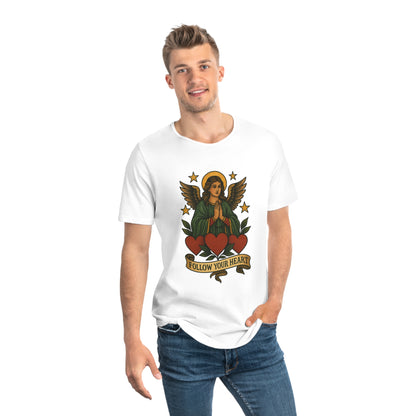 Men's Jersey Curved Hem Tee - Follow Your Heart Design