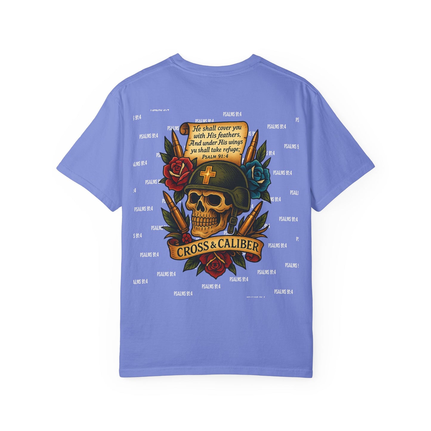 Unisex Garment-Dyed T-shirt with Skull & Roses Design - Perfect for Tattoo Lovers