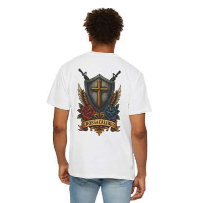 Unisex Tattoo Edition T-Shirt with Cross and Roses - Garment-Dyed for a Vintage Vibe